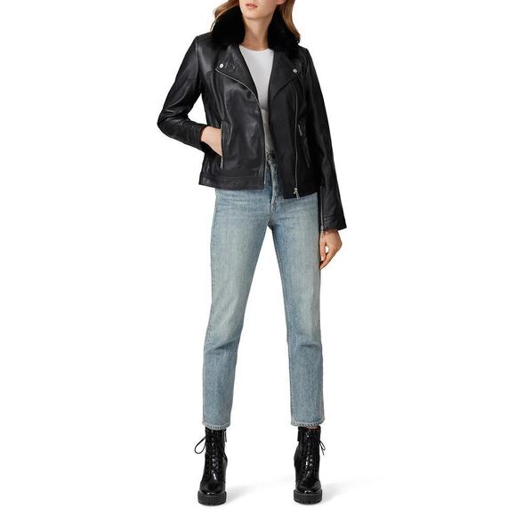 Samantha Sipos Clarkson Jacket Leather Lightning Bolt Moto Biker Black Small - Picture 3 of 11